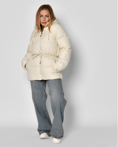 Женский пуховик молочного цвета 56101, Цвет: Молочний, Размер: XS, изображение 4