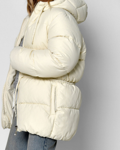 Женский пуховик молочного цвета 56101, Цвет: Молочний, Размер: XS, изображение 5