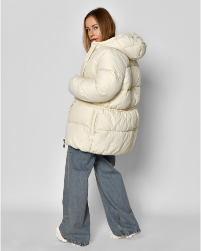 Женский пуховик молочного цвета 56101, Цвет: Молочний, Размер: XS, изображение 6
