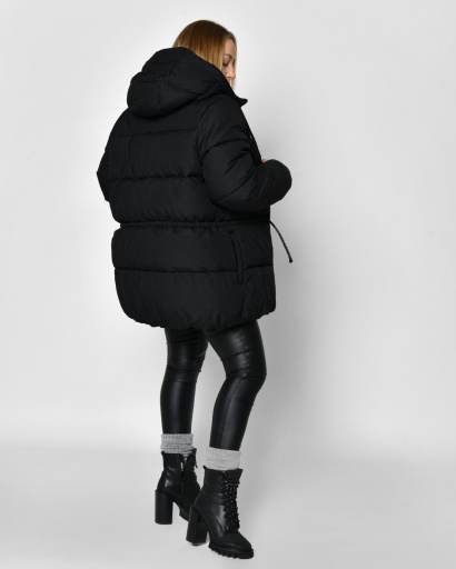 Жіночий чорний пуховик з кулісою 56102, Колір: Чорний, Розмір: S, зображення 2