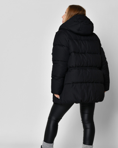 Жіночий чорний пуховик з кулісою 56102, Колір: Чорний, Розмір: S, зображення 3