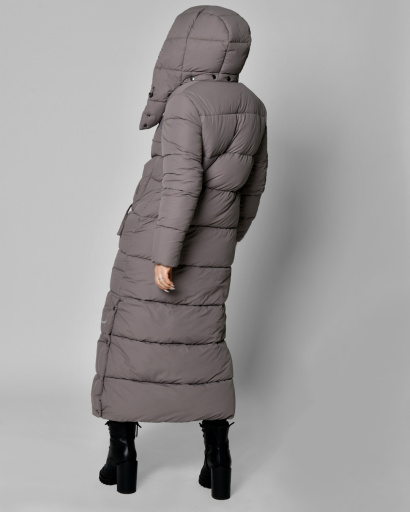 Длинный женский пуховик цвета мокко 56108, Цвет: Капучино, Размер: XS, изображение 5