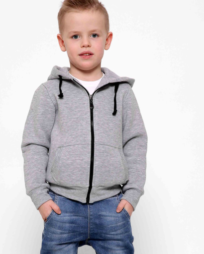 Однотонна дитяча спортивна кофта сірого кольору 31996, Колір: Сірий, Розмір: 92, зображення 2