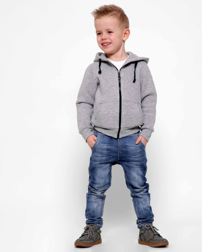 Однотонна дитяча спортивна кофта сірого кольору 31996, Колір: Сірий, Розмір: 92, зображення 3