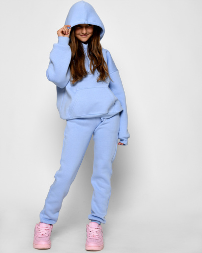 Подростковый спортивный костюм на флисе 52556, Цвет: Голубой, Размер: 122, изображение 2