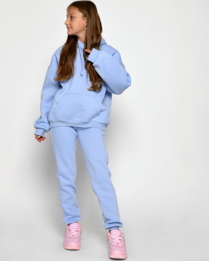 Подростковый спортивный костюм на флисе 52556, Цвет: Голубой, Размер: 122, изображение 5