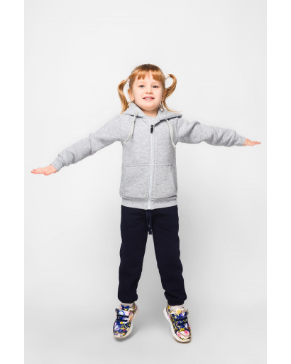 Сіра дитяча спортивна кофта без принта 30426, Колір: Сірий, Розмір: 92, зображення 2