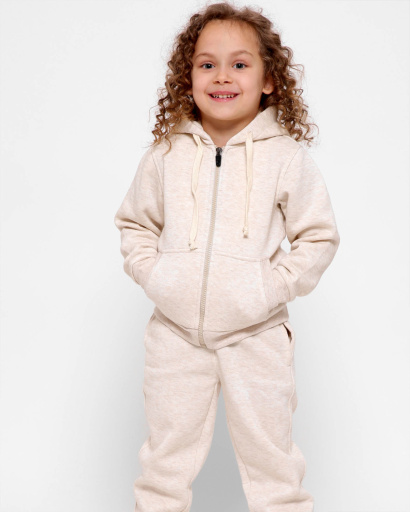 Бежева дитяча спортивна кофта без принта 30429, Колір: Бежевий, Розмір: 92, зображення 3