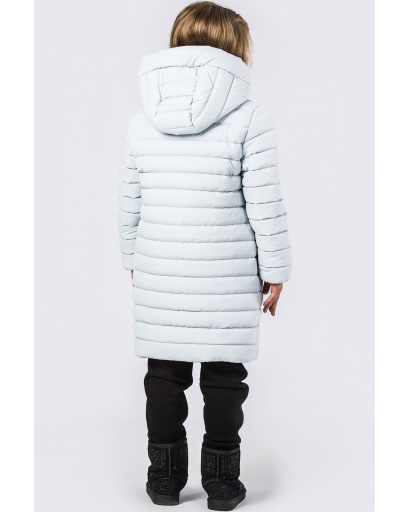 Удлиненная стеганая куртка для девочек цвета серый 33075, Цвет: Серый, Размер: 128, изображение 2