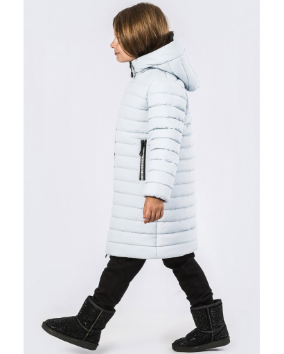 Удлиненная стеганая куртка для девочек цвета серый 33075, Цвет: Серый, Размер: 128, изображение 3