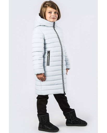 Удлиненная стеганая куртка для девочек цвета серый 33075, Цвет: Серый, Размер: 128, изображение 4