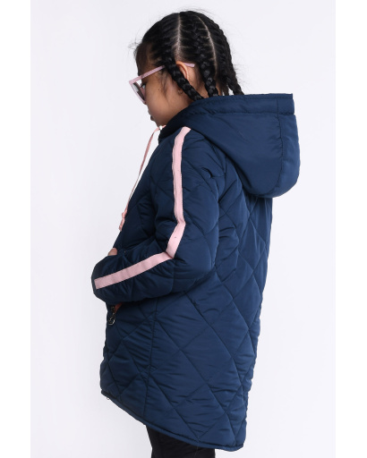 Куртка для девочки с капюшоном и удлиненной спинкой цвета морская волна 35403, Цвет: Морская волна, Размер: 134, изображение 3