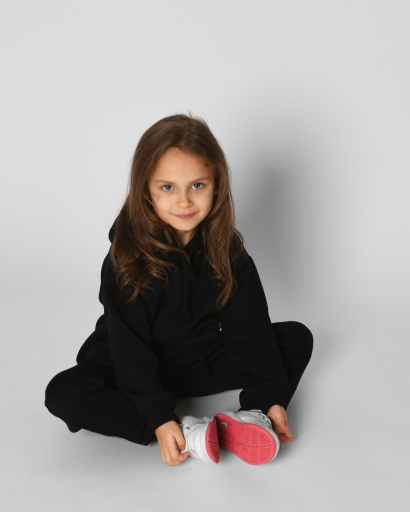 Детский черный спортивный костюм унисекс на флисе 53305, Цвет: Черный, Размер: 104, изображение 3