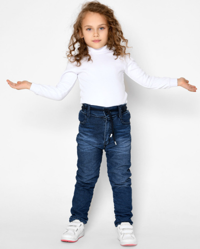 Детские утепленные джинсы 53257, Цвет: Синий, Размер: 146, изображение 2