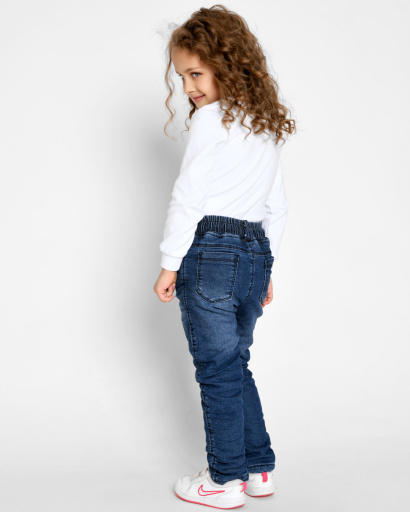 Детские утепленные джинсы 53257, Цвет: Синий, Размер: 146, изображение 4