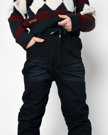 Детские утепленные джинсы 53258, Цвет: Темно-синий, Размер: 110, изображение 4