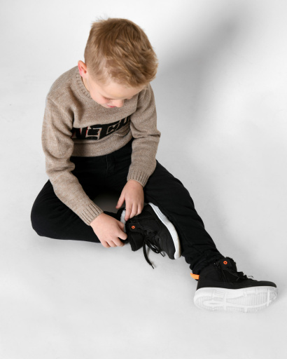 Детские утепленные джинсы 53259, Цвет: Черный, Размер: 98, изображение 5