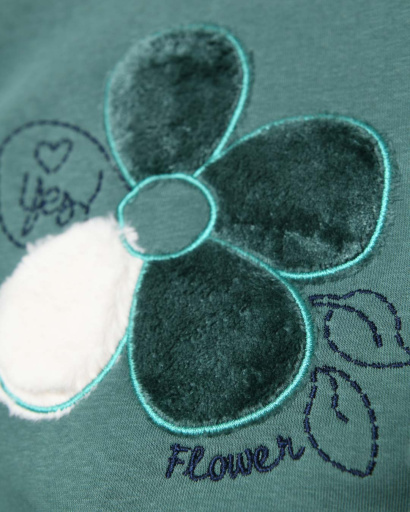 Дитячий флісовий костюм з вишивкою Квітка 53193, Колір: М'ята, Розмір: 86, зображення 2