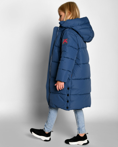 Пуховая синяя куртка для девочек 55209, Цвет: Джинс, Размер: 116, изображение 2