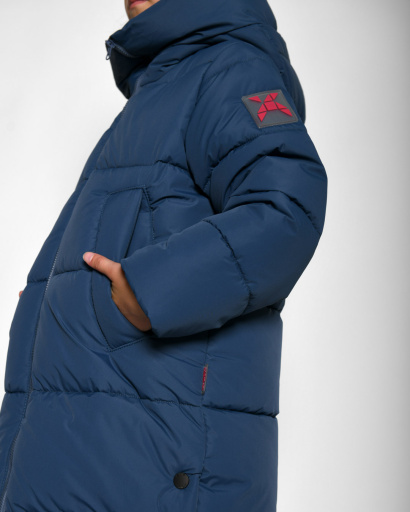 Пуховая синяя куртка для девочек 55209, Цвет: Джинс, Размер: 116, изображение 5