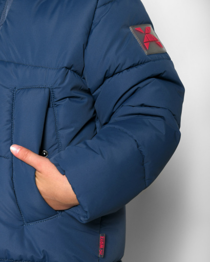 Пуховая синяя куртка для девочек 55209, Цвет: Джинс, Размер: 116, изображение 7