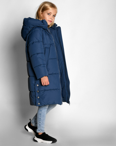 Пуховая синяя куртка для девочек 55209, Цвет: Джинс, Размер: 116, изображение 8