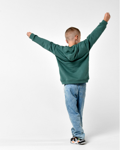 Детский худи унисекс цвета нефрит 55697, Цвет: Зеленый, Размер: 140 см, изображение 2
