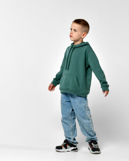 Детский худи унисекс цвета нефрит 55697, Цвет: Зеленый, Размер: 140 см, изображение 5