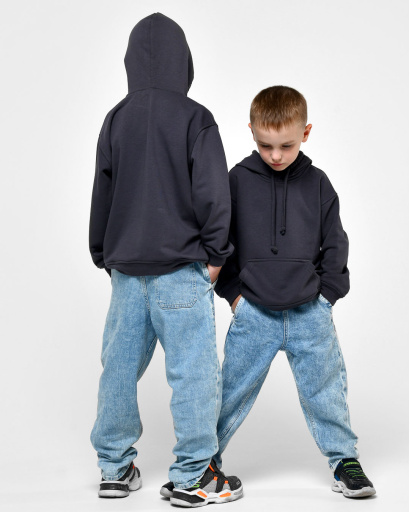 Дитячий худі унісекс кольору графіт 55698, Колір: Графіт, Розмір: 140, зображення 3