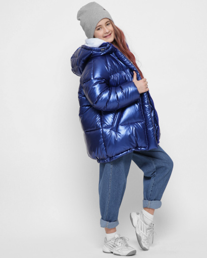 Синяя зимняя куртка для девочек 43444, Цвет: Синий, Размер: 122, изображение 3