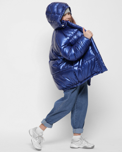 Синяя зимняя куртка для девочек 43444, Цвет: Синий, Размер: 122, изображение 5