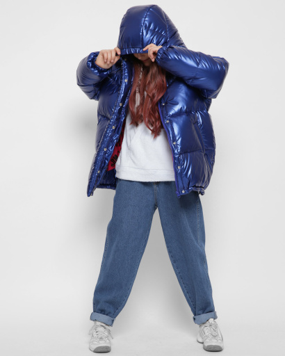 Синяя зимняя куртка для девочек 43444, Цвет: Синий, Размер: 122, изображение 6