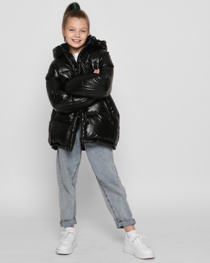 Черная зимняя куртка для девочки 43447, Цвет: Черный, Размер: 122, изображение 3