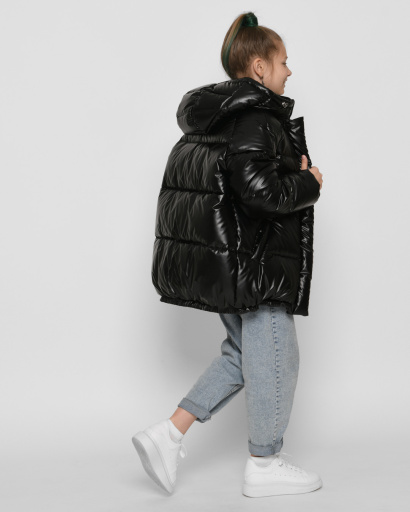 Черная зимняя куртка для девочки 43447, Цвет: Черный, Размер: 122, изображение 4
