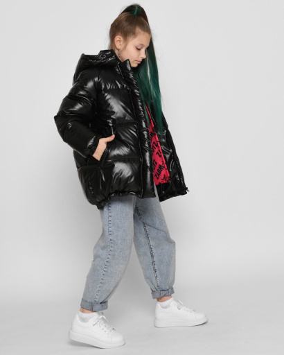 Черная зимняя куртка для девочки 43447, Цвет: Черный, Размер: 122, изображение 7