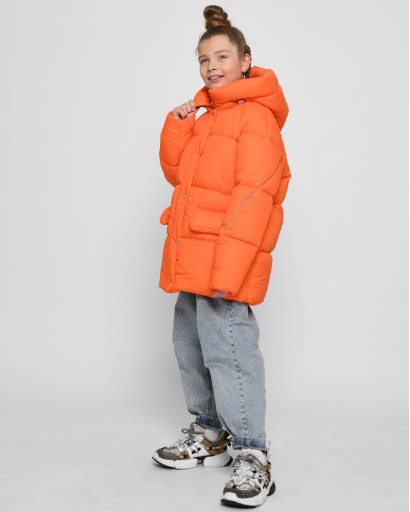 Оранжевая зимняя куртка для девочек 44999, Цвет: Оранжевый, Размер: 116, изображение 4