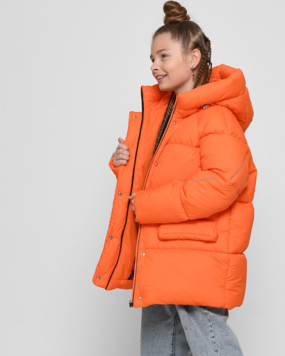 Оранжевая зимняя куртка для девочек 44999, Цвет: Оранжевый, Размер: 116, изображение 5