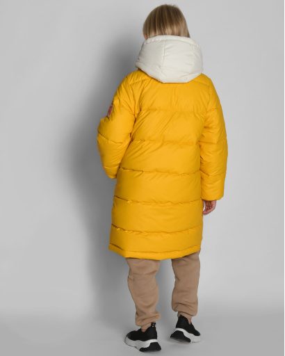 Жовтий пуховик для дівчат 54356, Колір: Жовтий, Розмір: 116, зображення 4