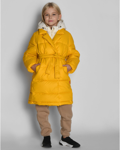 Жовтий пуховик для дівчат 54356, Колір: Жовтий, Розмір: 116, зображення 5