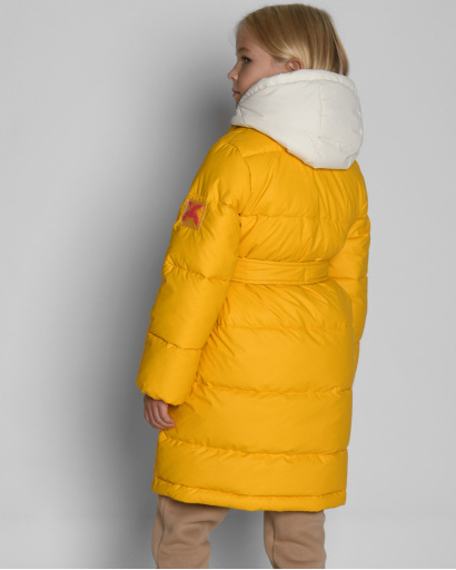 Жовтий пуховик для дівчат 54356, Колір: Жовтий, Розмір: 116, зображення 6