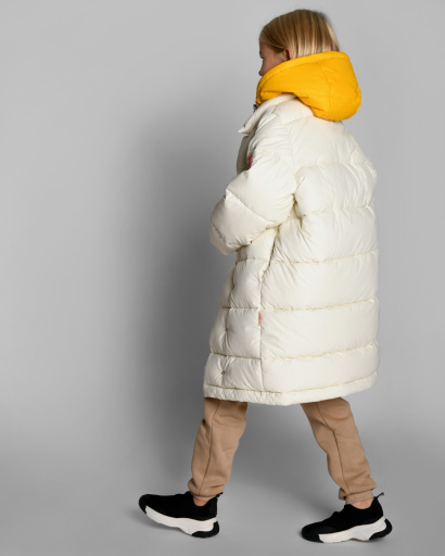 Пуховик для девочек цвета молоко 54358, Цвет: Молочний, Размер: 116, изображение 2