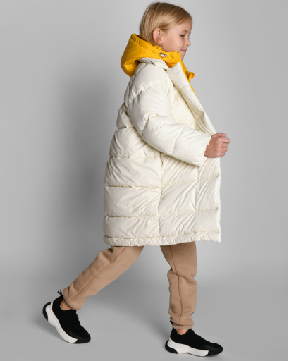 Пуховик для девочек цвета молоко 54358, Цвет: Молочний, Размер: 116, изображение 3