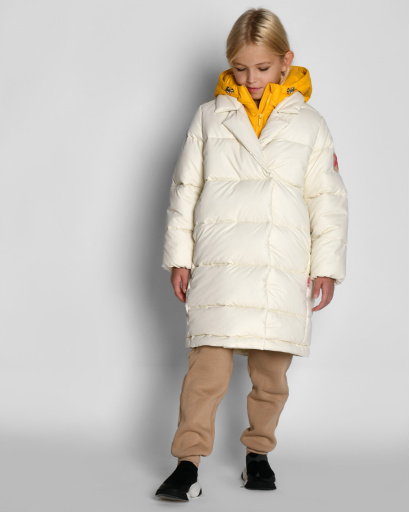 Пуховик для девочек цвета молоко 54358, Цвет: Молочний, Размер: 116, изображение 6