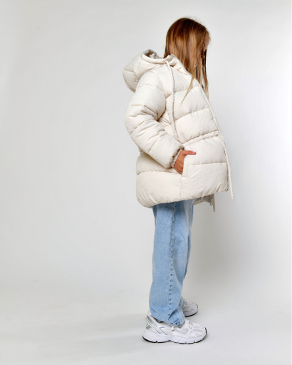 Детский пуховик молочного цвета 56056, Цвет: Молочний, Размер: 128, изображение 2
