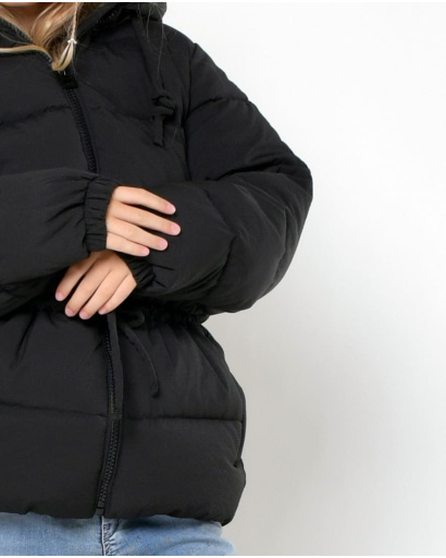 Черный детский пуховик на экопухе 56057, Цвет: Черный, Размер: 128, изображение 3