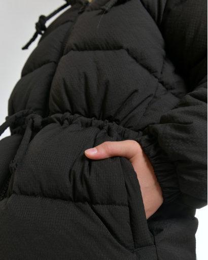 Черный детский пуховик на экопухе 56057, Цвет: Черный, Размер: 128, изображение 6