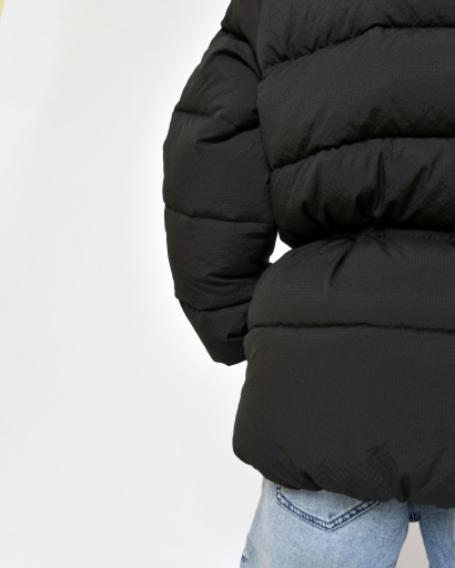 Черный детский пуховик на экопухе 56057, Цвет: Черный, Размер: 128, изображение 7