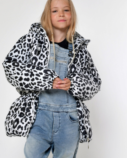 Пуховик для девочки цвета леопард 56058, Цвет: Леопард, Размер: 128, изображение 4