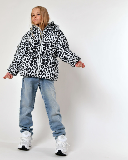 Пуховик для девочки цвета леопард 56058, Цвет: Леопард, Размер: 128, изображение 5