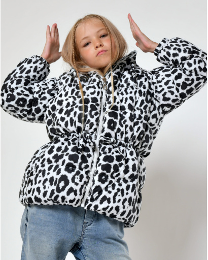 Пуховик для девочки цвета леопард 56058, Цвет: Леопард, Размер: 128, изображение 6